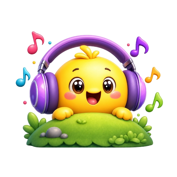 Smiling Soundle mascot with headphones